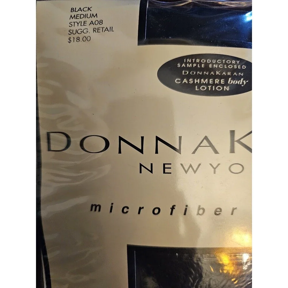 Donna Karan New York Microfiber Tights Black Size Medium Style A08 NIP Vintage